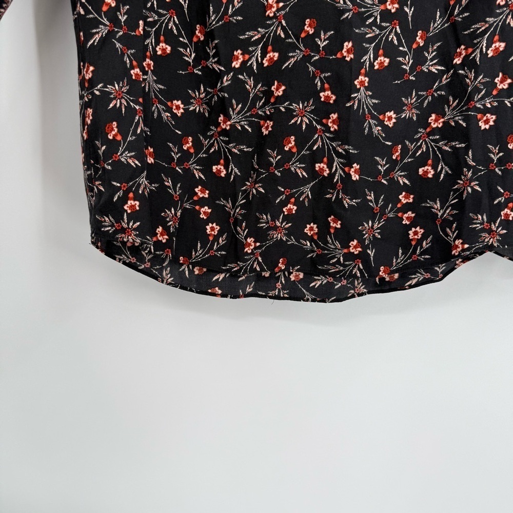 Rebecca Taylor Silk Blend Lia V-neck Top Blouse Size 0 Black Long Tie Sleeves - Picture 5 of 11